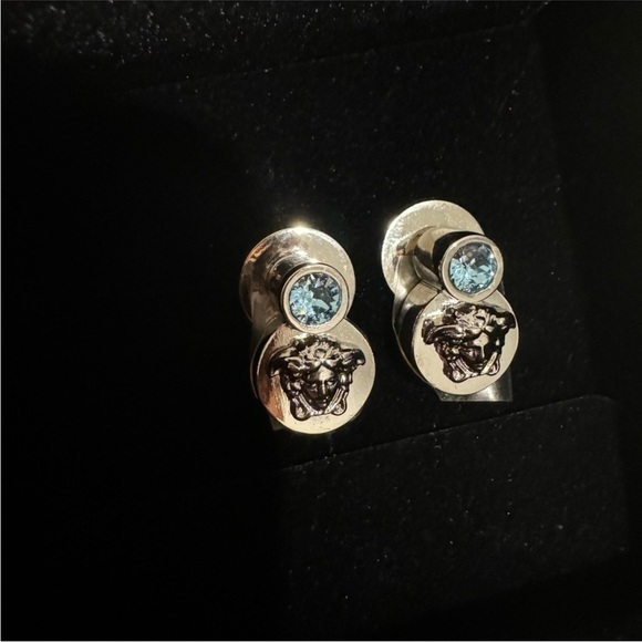 Versace Jewelry - NWT Versace Silver & Blue Medusa Earrings